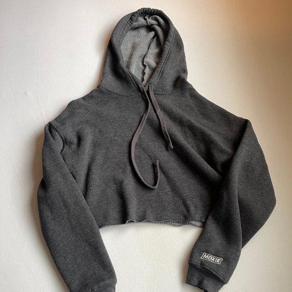 Sweaters - Moxie Women's Grey Cropped Hoodie Sweater